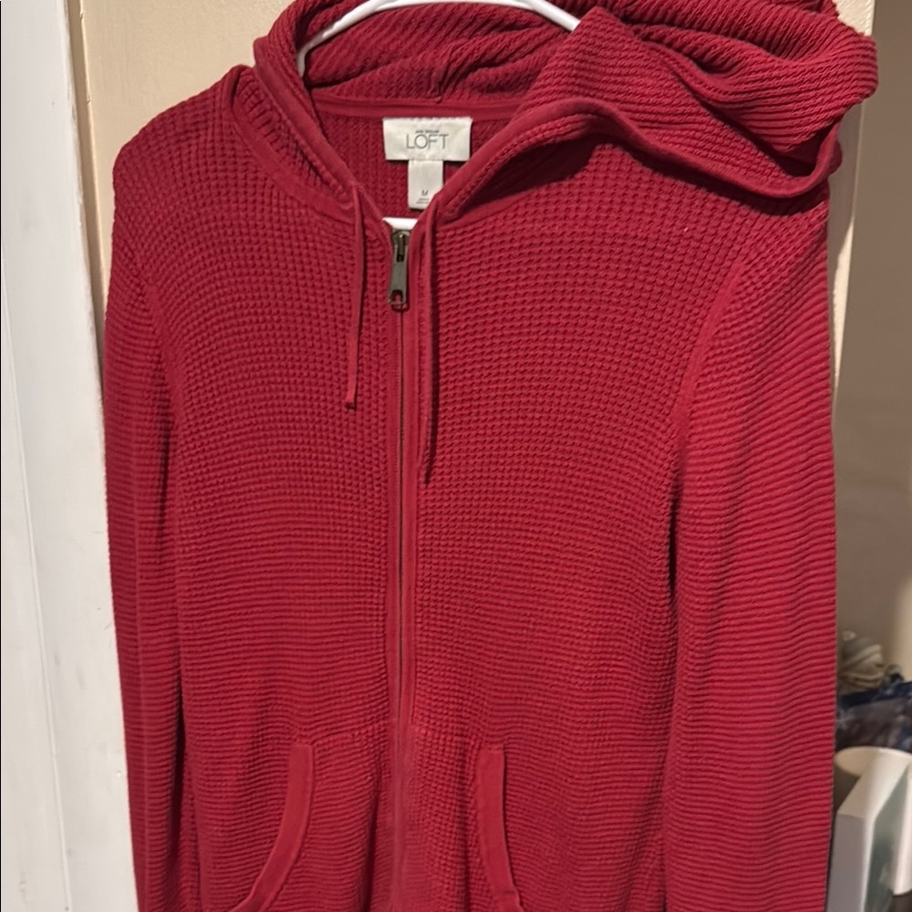 LOFT Red Knit Hoodie